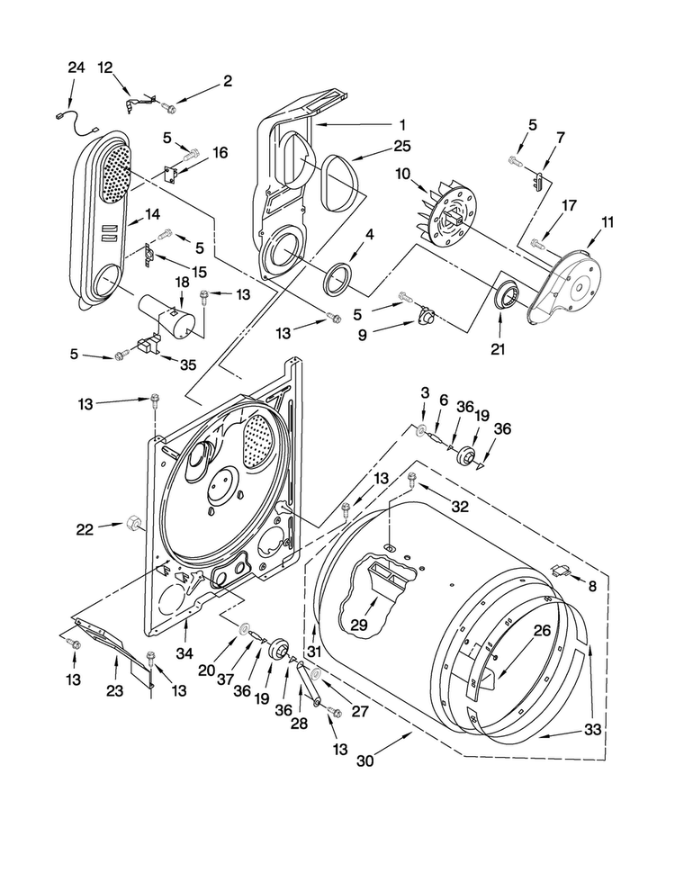 Bulkhead Parts Diagram and Parts List for 7MMGP0075WW0  Maytag Dryer