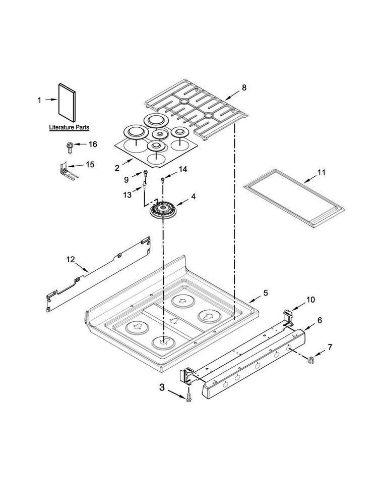 Cooktop Parts Diagram and Parts List for MGR8850DS2  Maytag Range