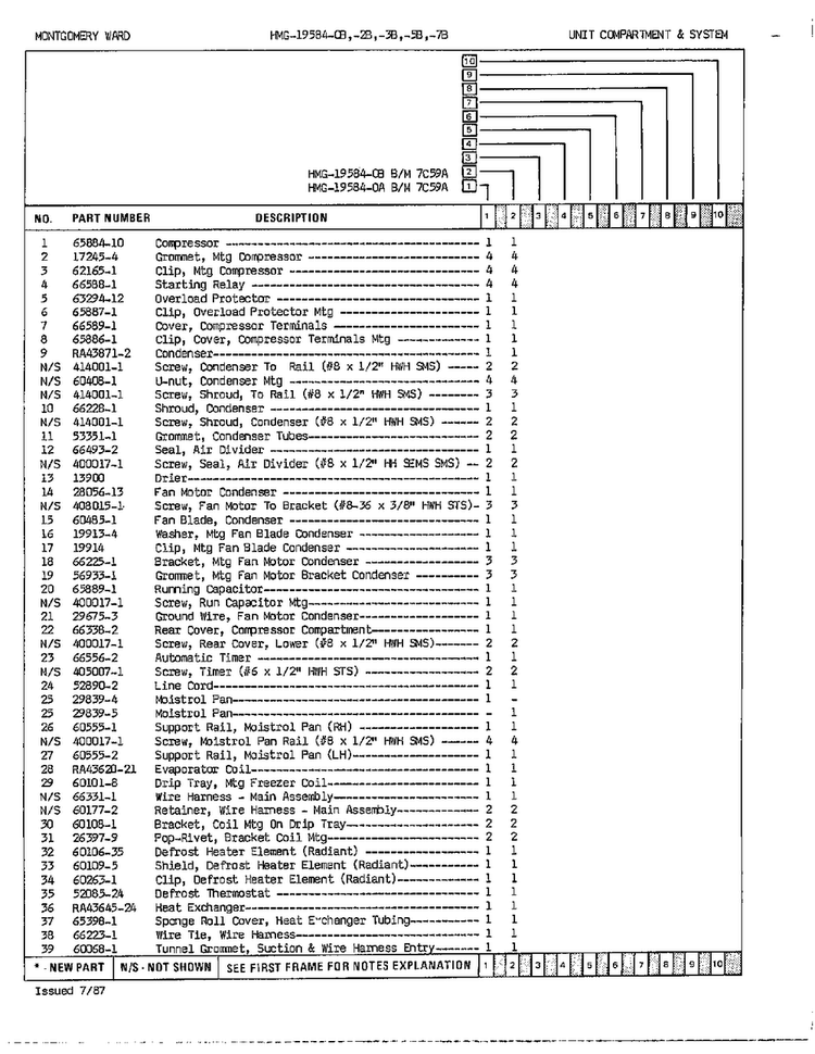 Unit Compartment And System Page 2 Diagram and Parts List for 19584A  Admiral Refrigerator