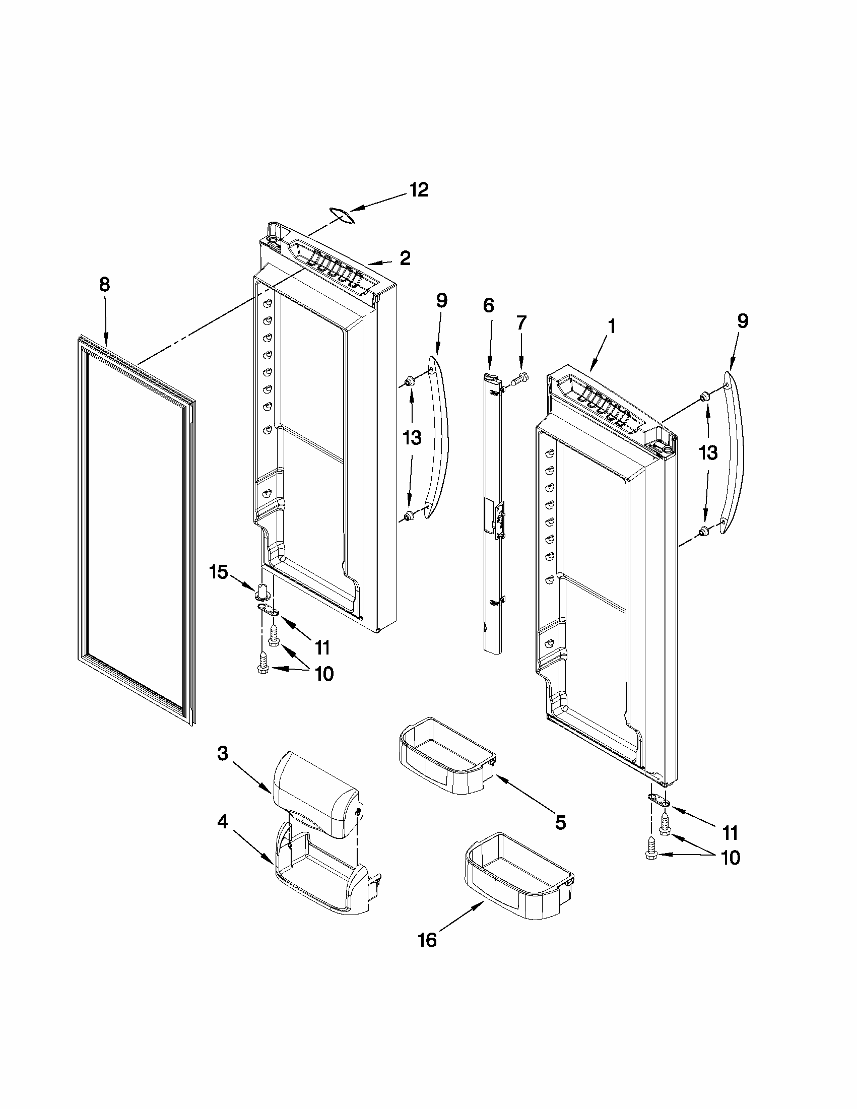 Refrigerator Door Parts Diagram and Parts List for G32026PELB5  Maytag Refrigerator