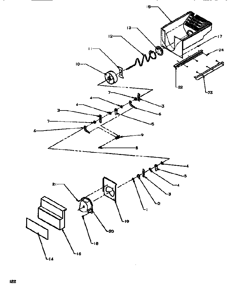 Crushed Ice Bucket Diagram and Parts List for SXD520NW-P1181101WW  Amana Refrigerator