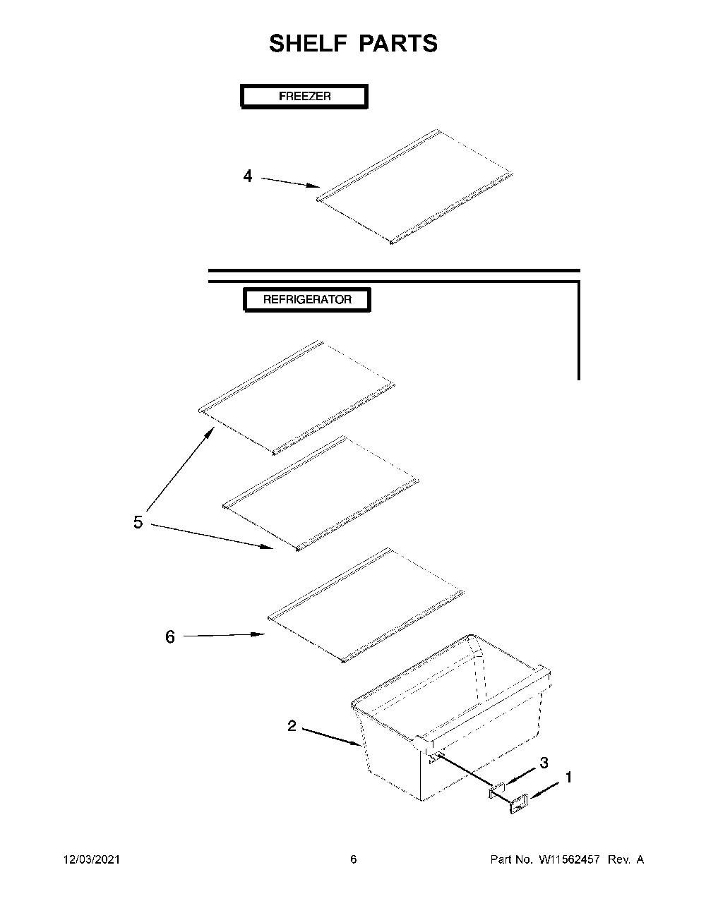 Shelf Parts Diagram and Parts List for 10667803120  Kenmore Refrigerator