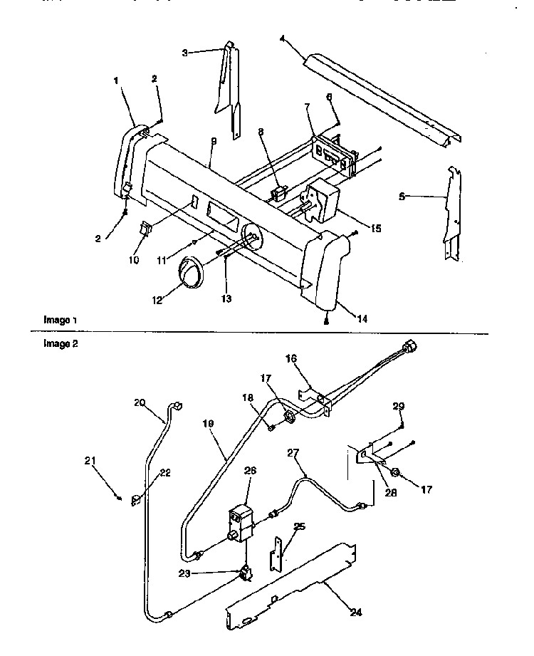 Backguard And Gas Supply Diagram and Parts List for ARG7200W-P1143329NW  Amana Range