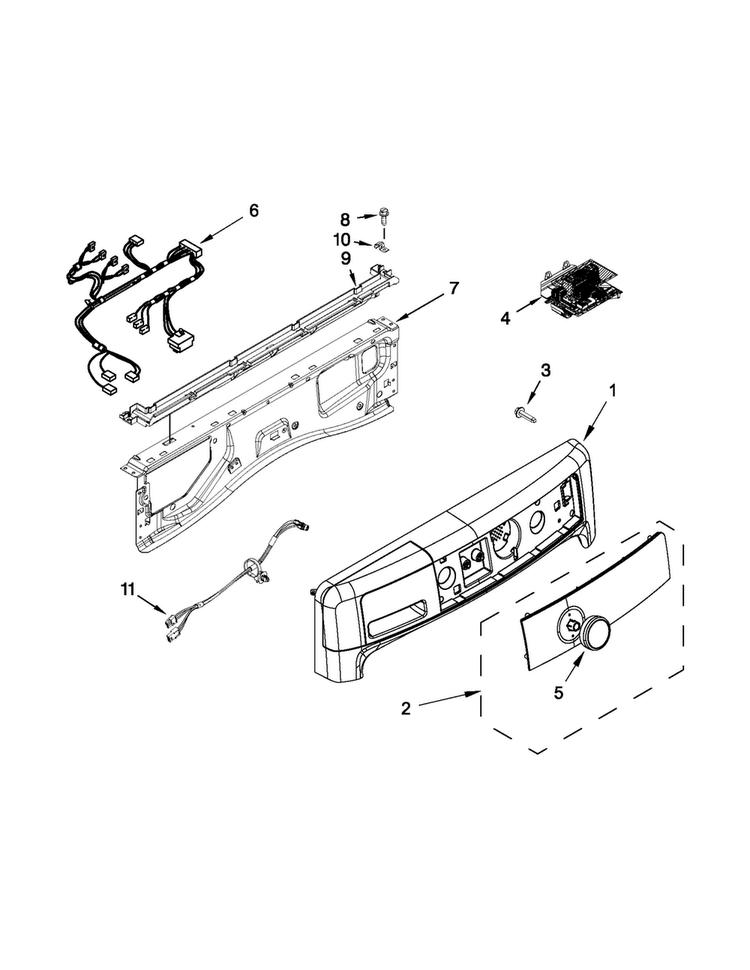 Control Panel Parts Diagram and Parts List for MHW3000BG1  Maytag Washer