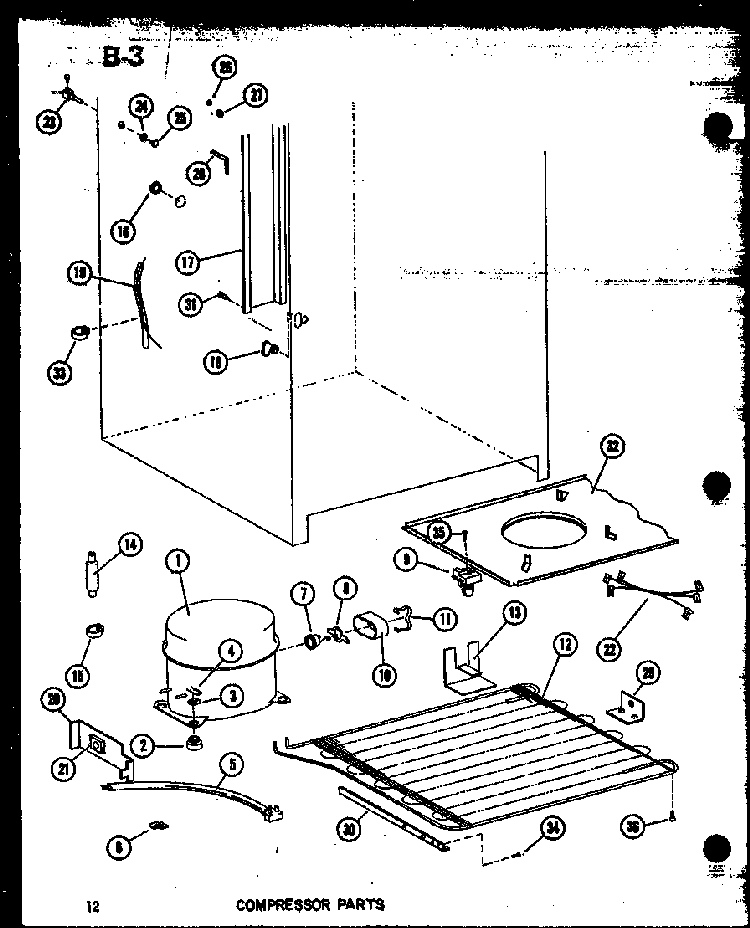 Section 1 Diagram and Parts List for ESUF16C P60345-62W Amana Freezer
