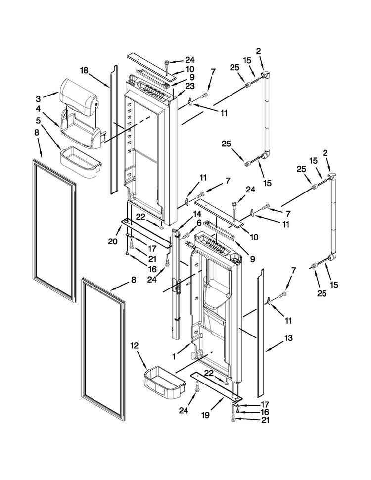 Refrigerator Door Diagram and Parts List for JFC2089WTB9  Jenn-Air Refrigerator