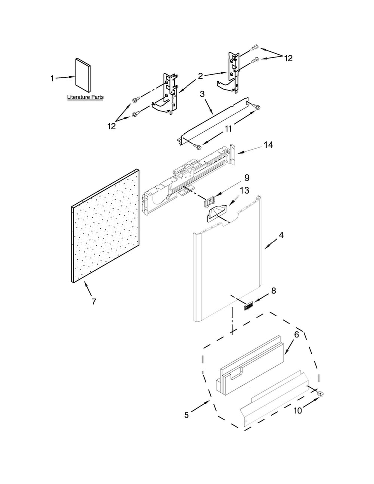 Door And Panel Parts Diagram and Parts List for MDB8949SBB3  Maytag Dishwasher