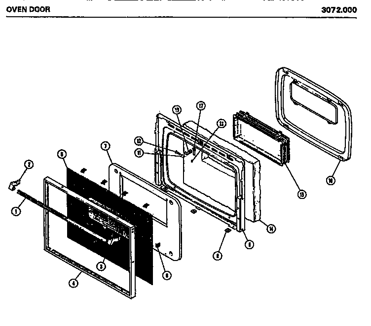 04 - OVEN DOOR Diagram and Parts List for 3072000  Maytag Microwave Oven Combo