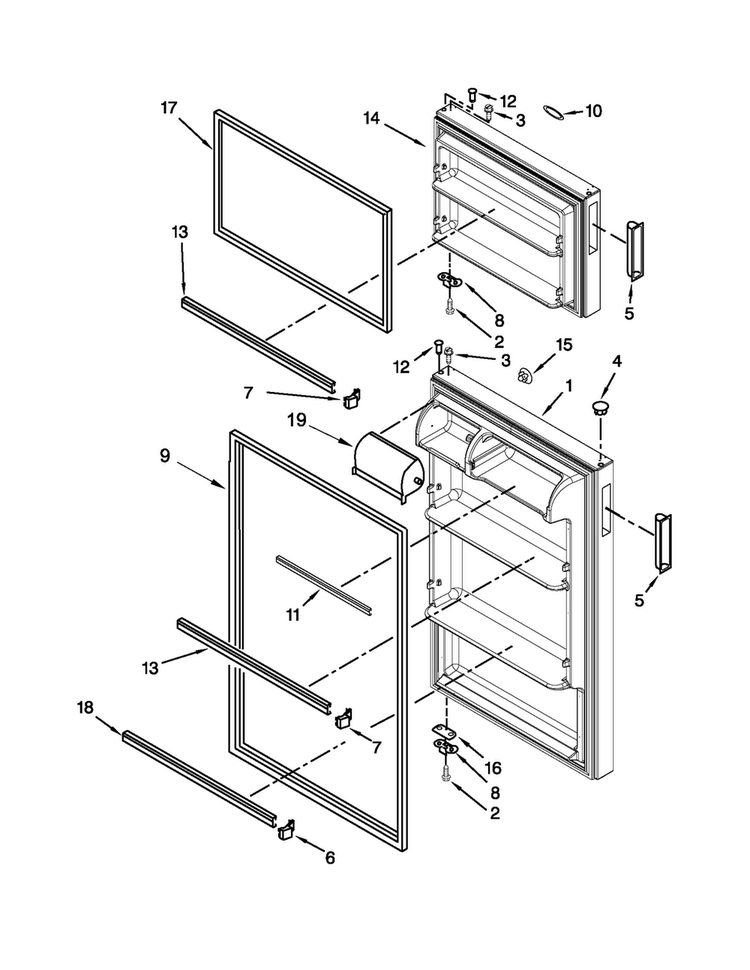 Door Parts Diagram and Parts List for A8TCNWFAB02  Amana Refrigerator