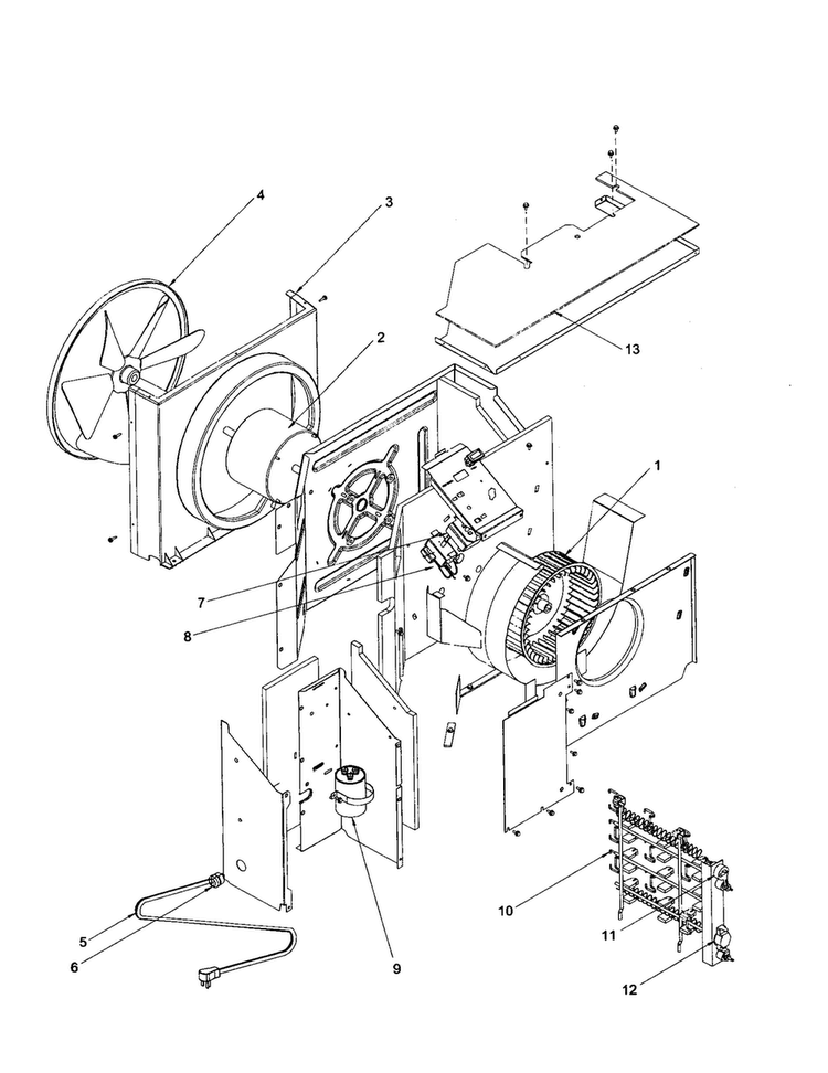 Center Partition Assembly Diagram and Parts List for TC9095W2B  Amana Air Conditioner