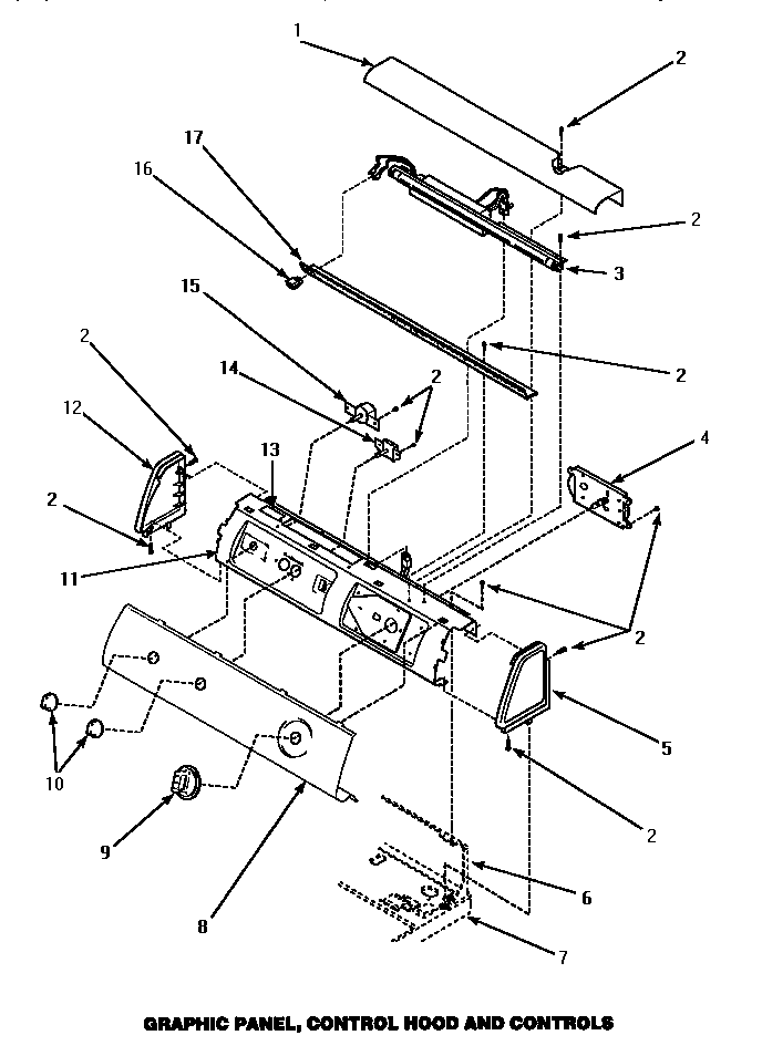 Graphic Panel, Control Hood & Controls Diagram and Parts List for LGM849W P1176710WW Amana Dryer