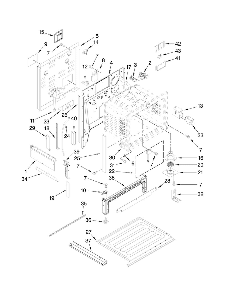 Chassis Parts Diagram and Parts List for JES9860CAS01  Jenn-Air Range