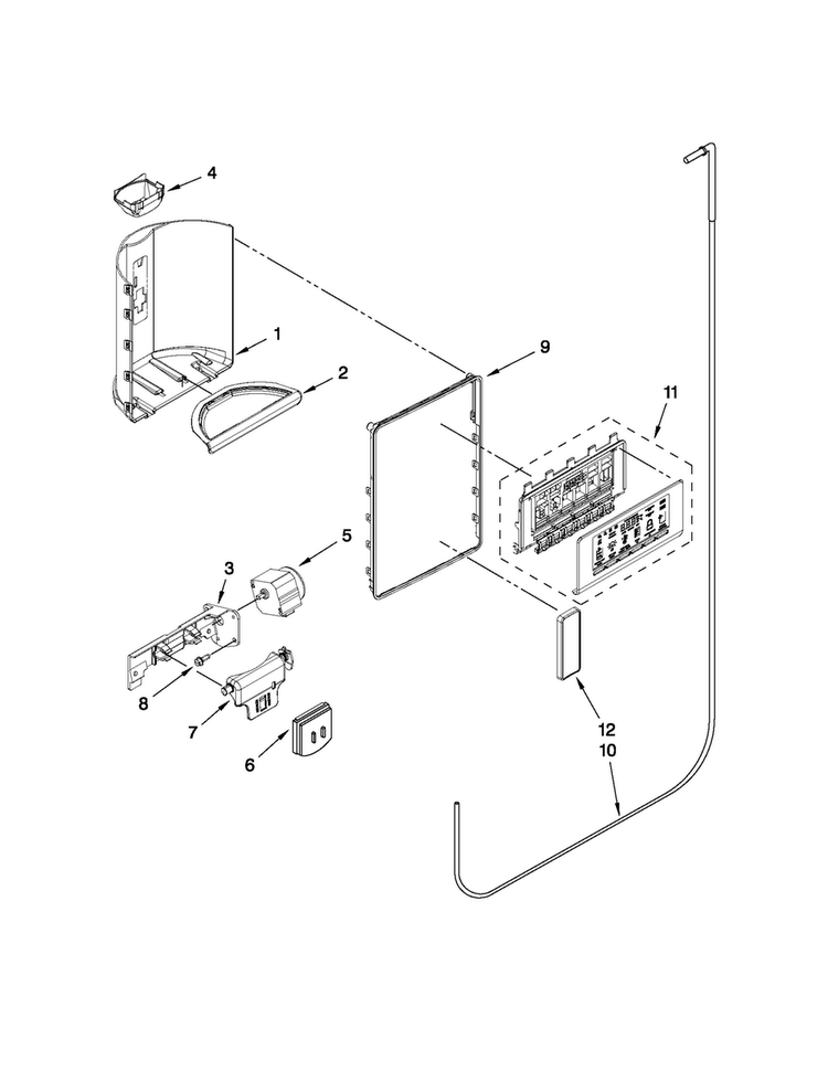 Dispenser Parts Diagram and Parts List for MSB27C2XAB00  Maytag Refrigerator