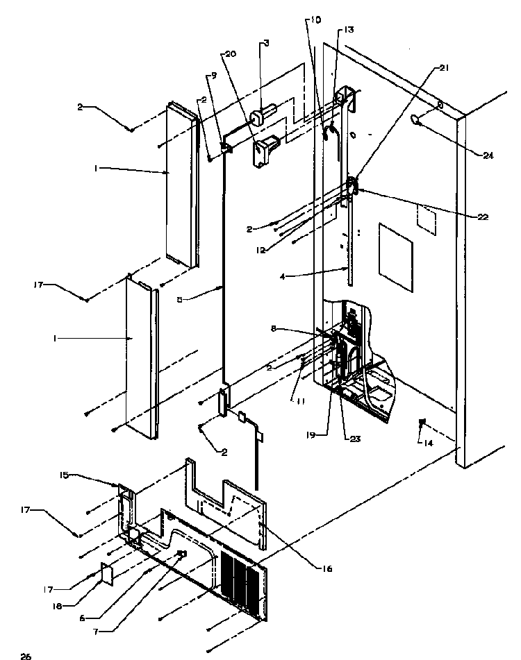 Cabinet Back Diagram and Parts List for TC18A3L-P1181812WL  Amana Refrigerator