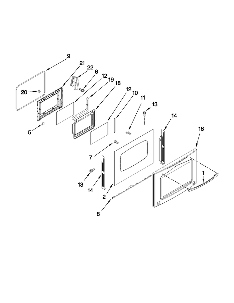 Door Parts Diagram and Parts List for JDS9860CDB01  Jenn-Air Range