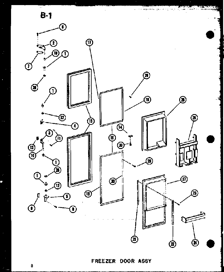 Freezer Door Assy Diagram and Parts List for SRI19E-C-P74870-5WC  Amana Refrigerator
