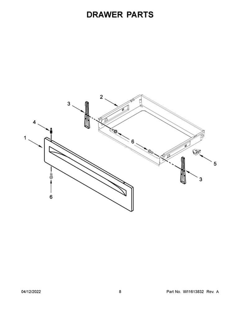 Drawer Parts Diagram and Parts List for YAES6603SFW5  Amana Range