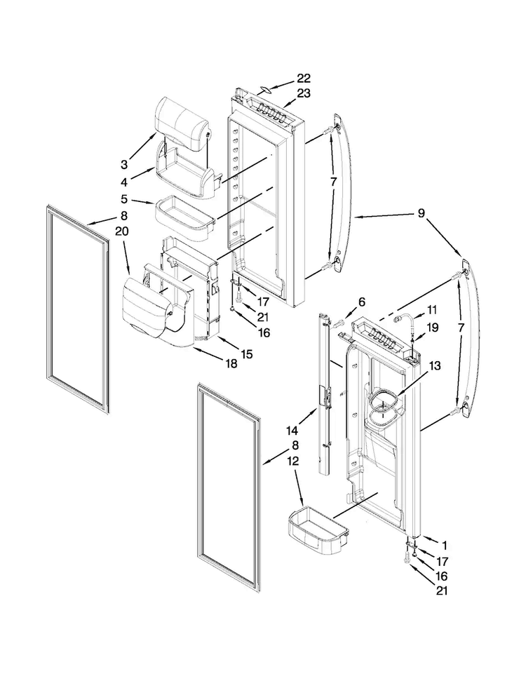 Refrigerator Door Parts Diagram and Parts List for MFI2269VEB8  Maytag Refrigerator