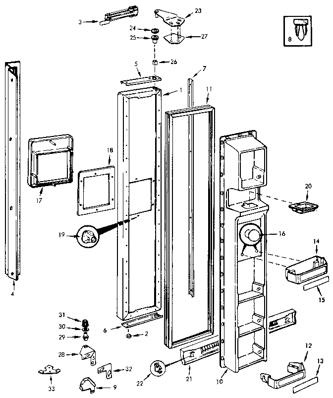 Freezer Door Diagram and Parts List for JRSD225B M9Q20A Jenn-Air Refrigerator