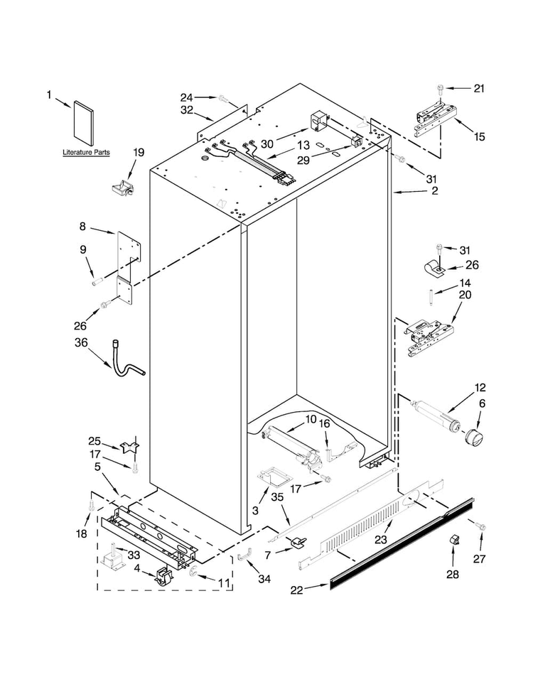 Cabinet Parts Diagram and Parts List for JS48NXFXDE00  Jenn-Air Refrigerator