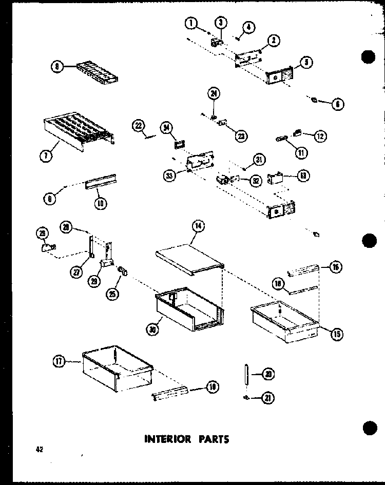 Interior Parts Diagram and Parts List for TC18C-C-P73500-16WC  Amana Refrigerator
