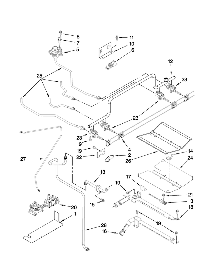 Manifold Parts Diagram and Parts List for MGS5775BDQ20  Maytag Range