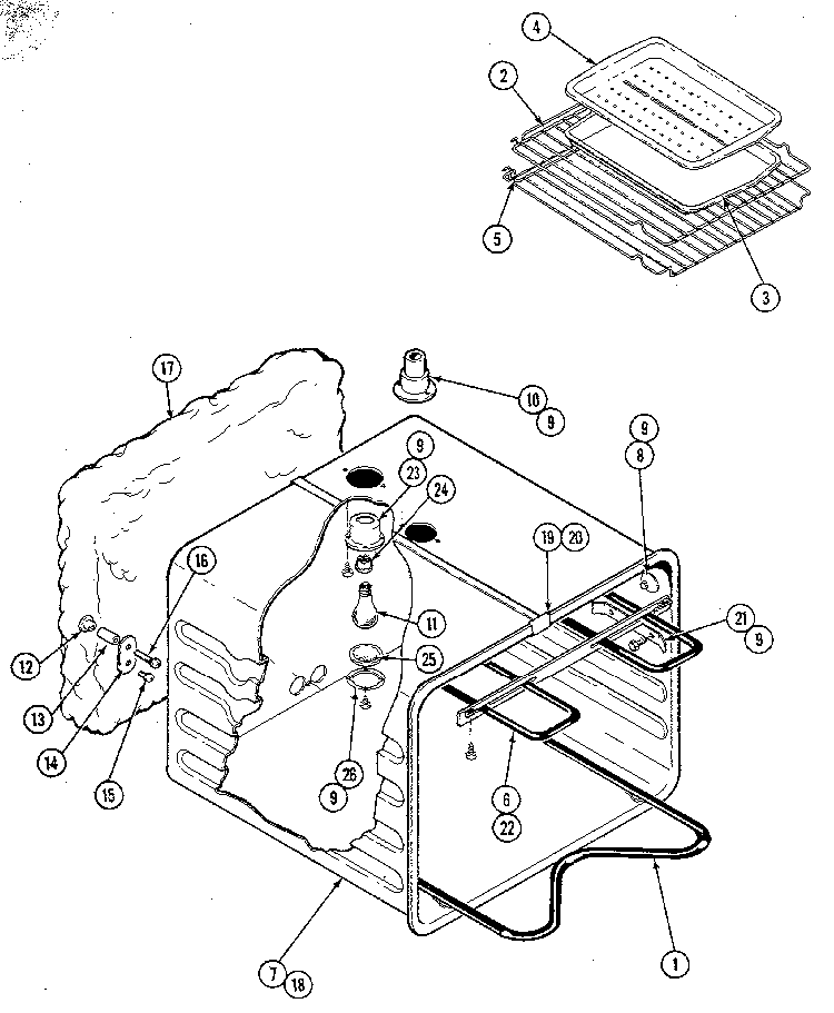 Oven Liner Diagram and Parts List for 21138  Jenn-Air Wall Oven