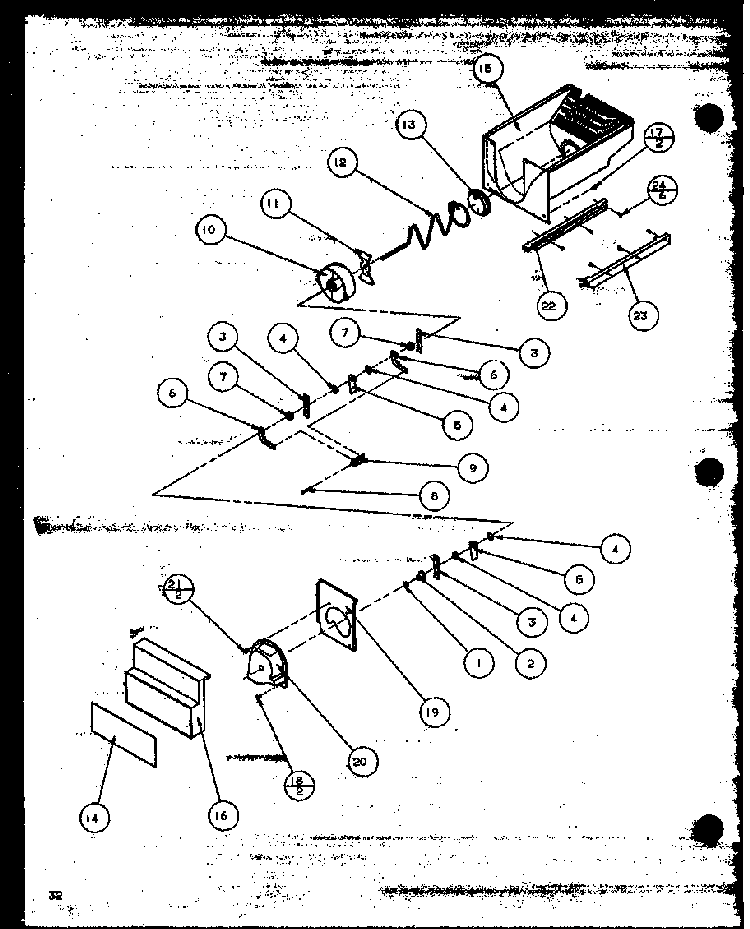 Crushed Ice Bucket Diagram and Parts List for SZD27MPL-P1124303WL  Amana Refrigerator