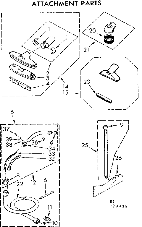 Attachment Parts Diagram and Parts List for 11629906  Kenmore Canister Vacuum