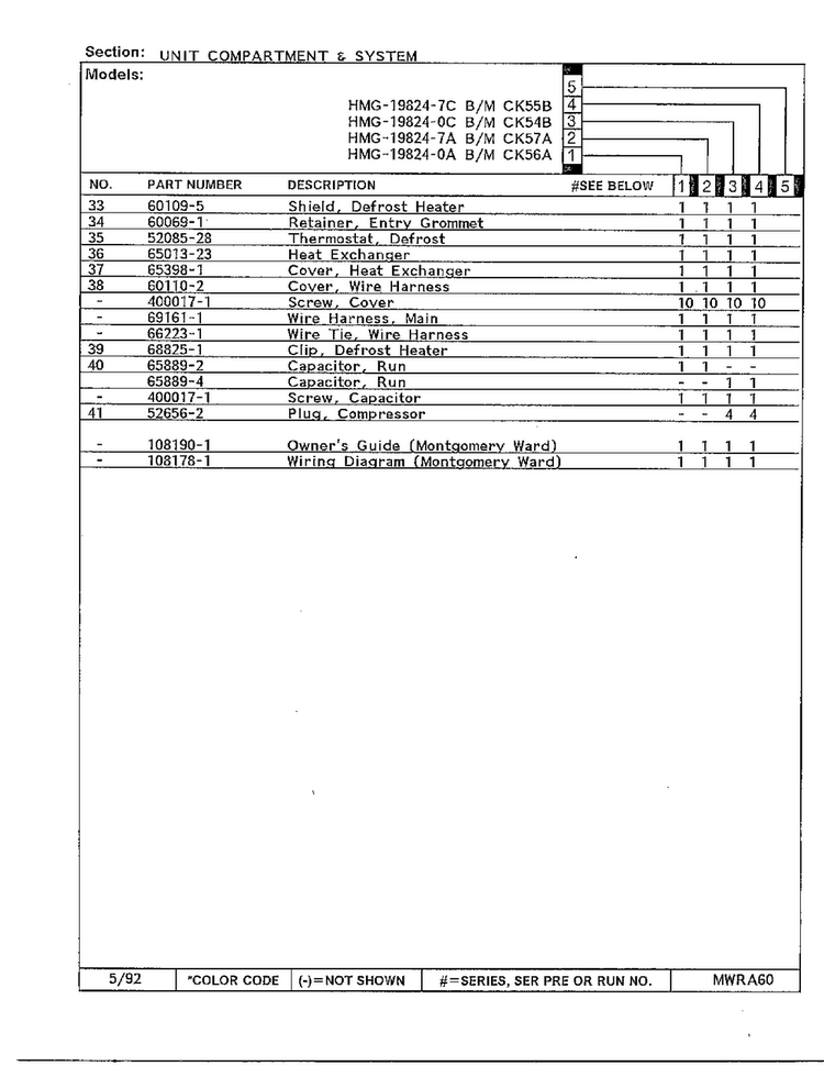 Unit Compartment And System Page 3 Diagram and Parts List for 19824-0C  Admiral Refrigerator