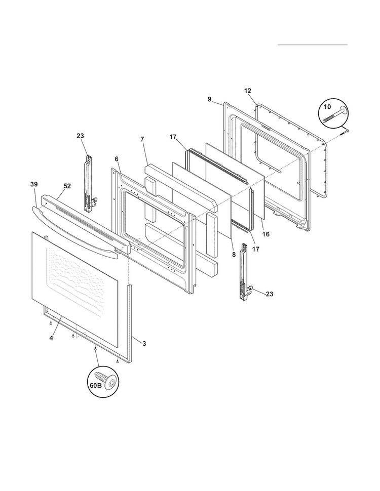 Door Diagram and Parts List for CRE3860LBF  Crosley Range