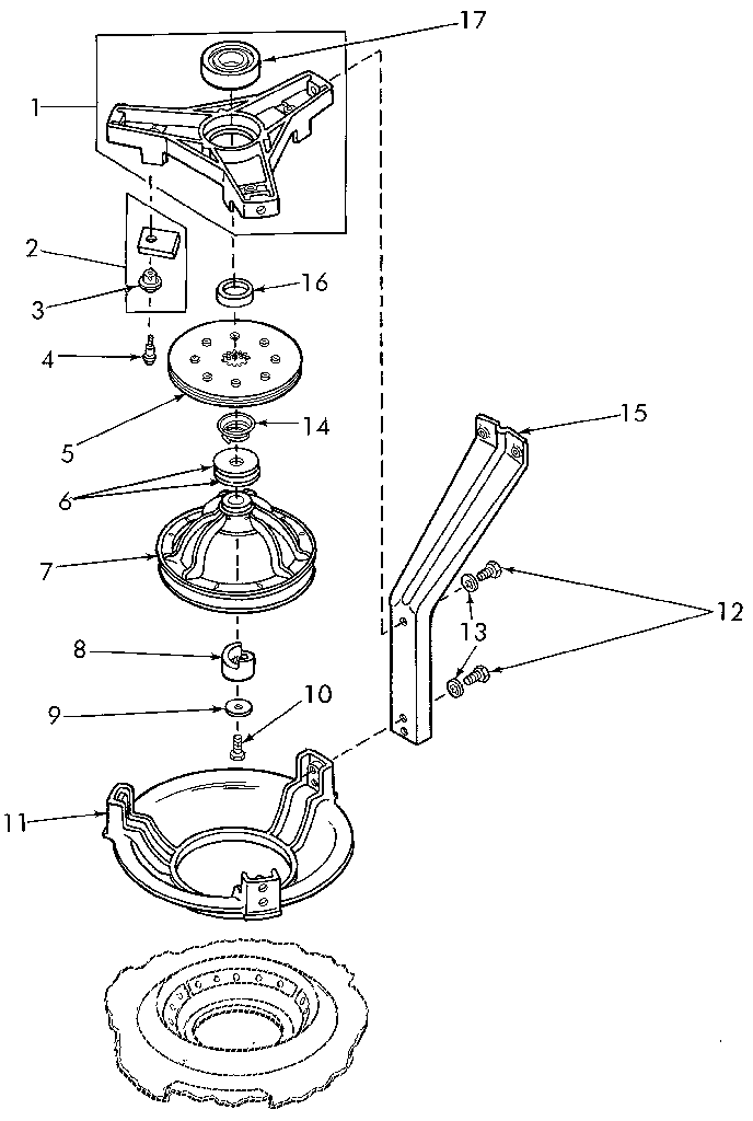 Bearing Housing, Brake, Pulley And Pivot Dome Diagram and Parts List for NA3612L33628  Speed Queen Washer
