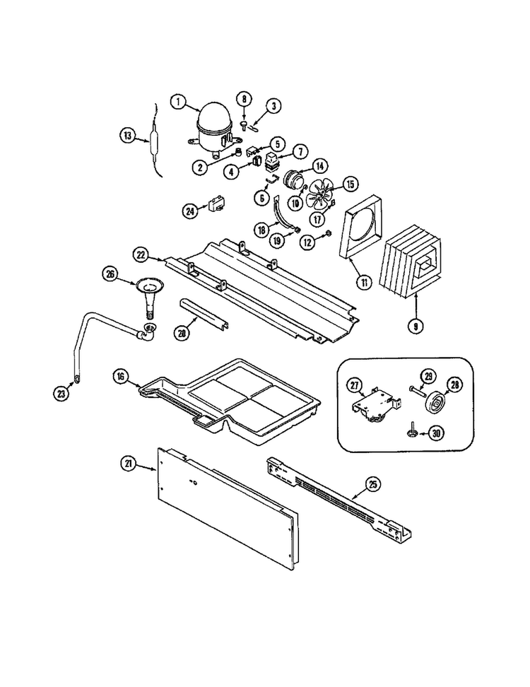 Compressor Diagram and Parts List for HMG601080  Admiral Refrigerator