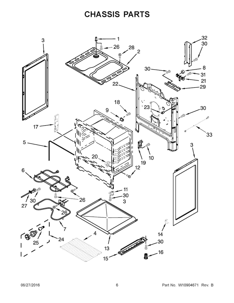 Chassis Parts Diagram and Parts List for YACR4303MFS0  Amana Range