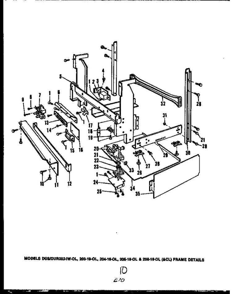 Section 11 Diagram and Parts List for DUR208-19-CL  Caloric Dishwasher