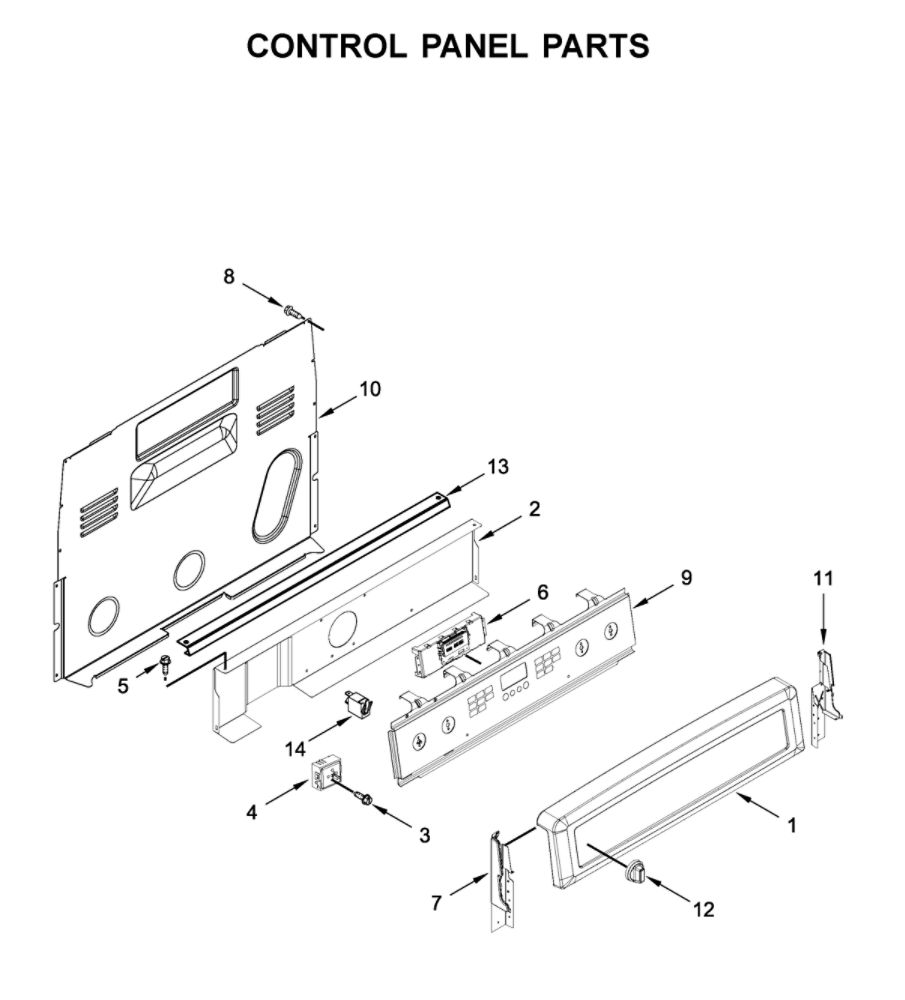 Control Panel Parts Diagram and Parts List for YMER8800FZ3  Maytag Range