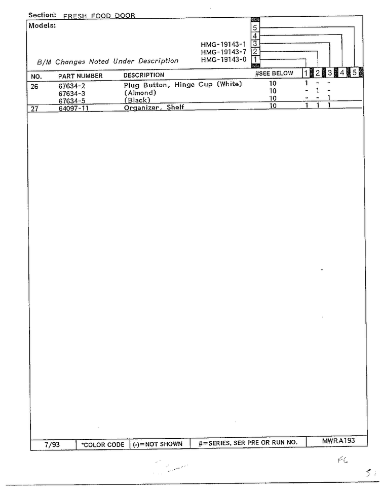Fresh Food Door Page 3 Diagram and Parts List for 19143-0B  Admiral Refrigerator