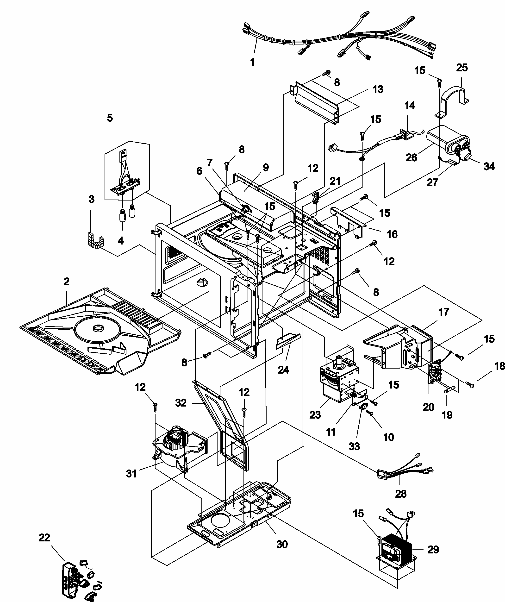 Electrical, Grease Shield, Ducts, Diagram and Parts List for URCS511A-P1330226M  Amana Microwave