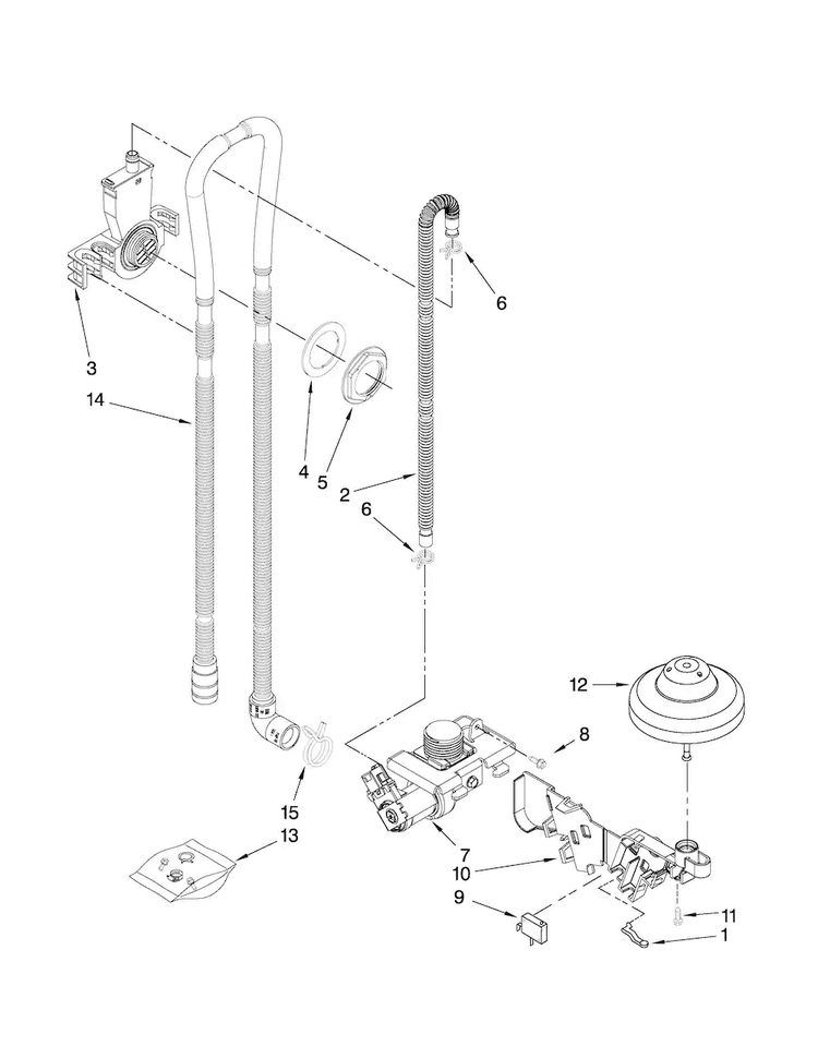 Fill, Drain And Overfill Parts Diagram and Parts List for CDB7000AWS1  Magic Chef Dishwasher