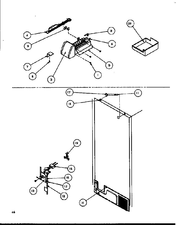 Factory Installed Ice Maker Diagram and Parts List for TG18RBW-P1158303WW  Amana Refrigerator