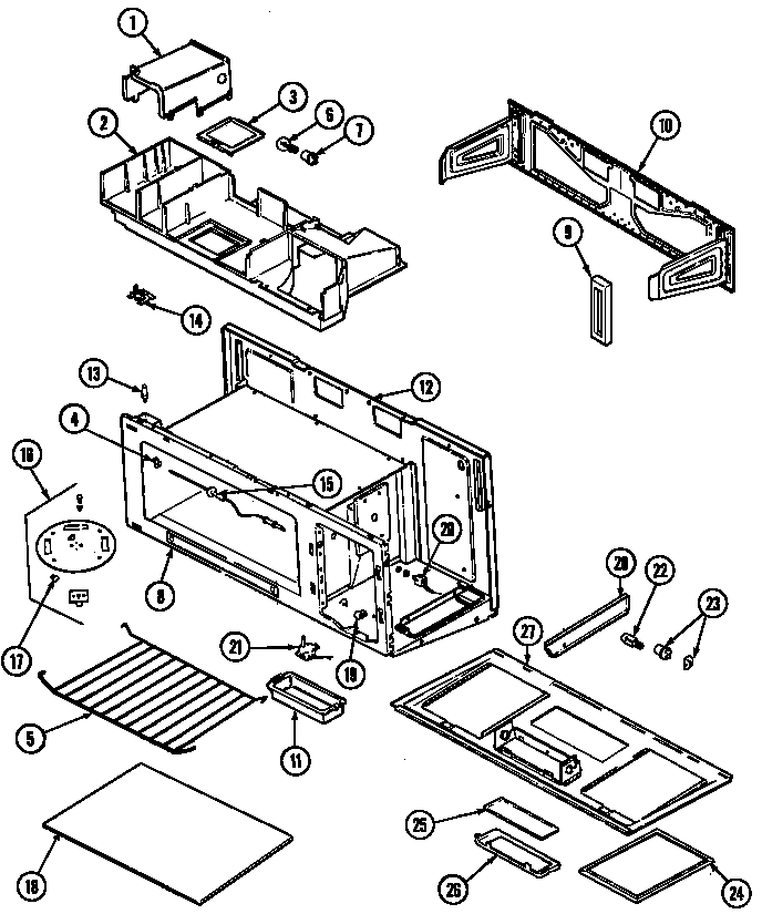 Body/base Diagram and Parts List for M457B  Jenn-Air Microwave