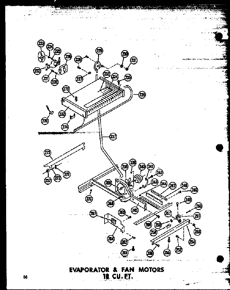 Evaporator & Fan Motors 18 Cu. Ft. Diagram and Parts List for T16N-C-P60236-42WC  Amana Refrigerator