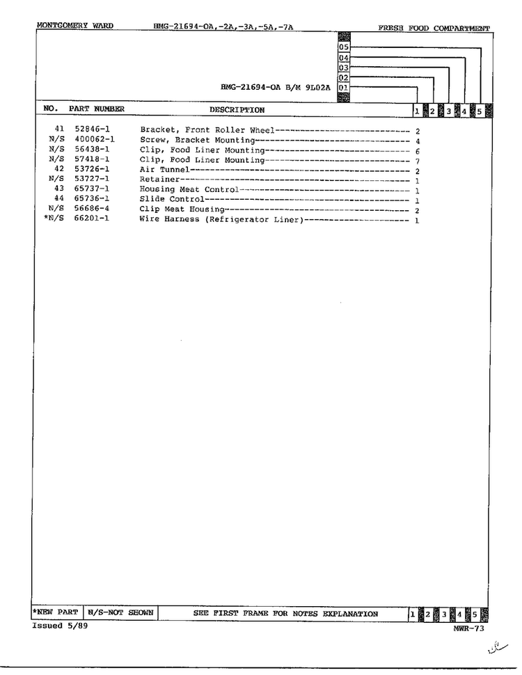 Fresh Food Compartment Page 3 Diagram and Parts List for 21694A  Admiral Refrigerator