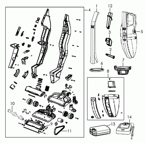 Diagram Diagram and Parts List for BH52110  Hoover Upright Vacuum