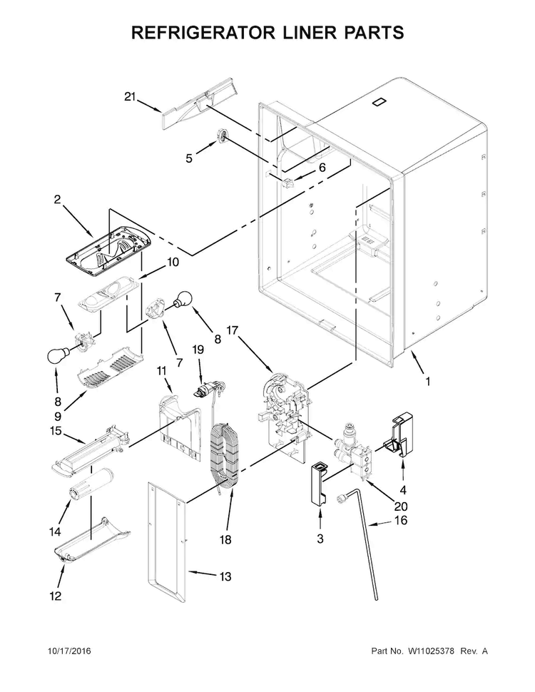 Refrigerator Liner Parts Diagram and Parts List for MFI2570FEZ02  Maytag Refrigerator