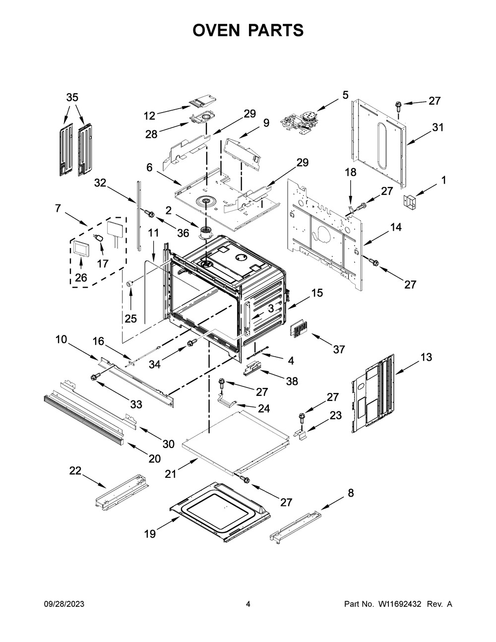 Oven Parts Diagram and Parts List for JMW2430LL03  Jenn-Air Microwave Oven Combo