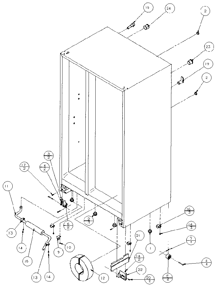 Drain And Rollers Diagram and Parts List for 36798-P1152602W  Amana Refrigerator