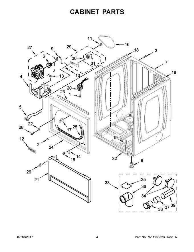 03 - Cabinet Parts Diagram and Parts List for YMEDB765FC0  Maytag Dryer
