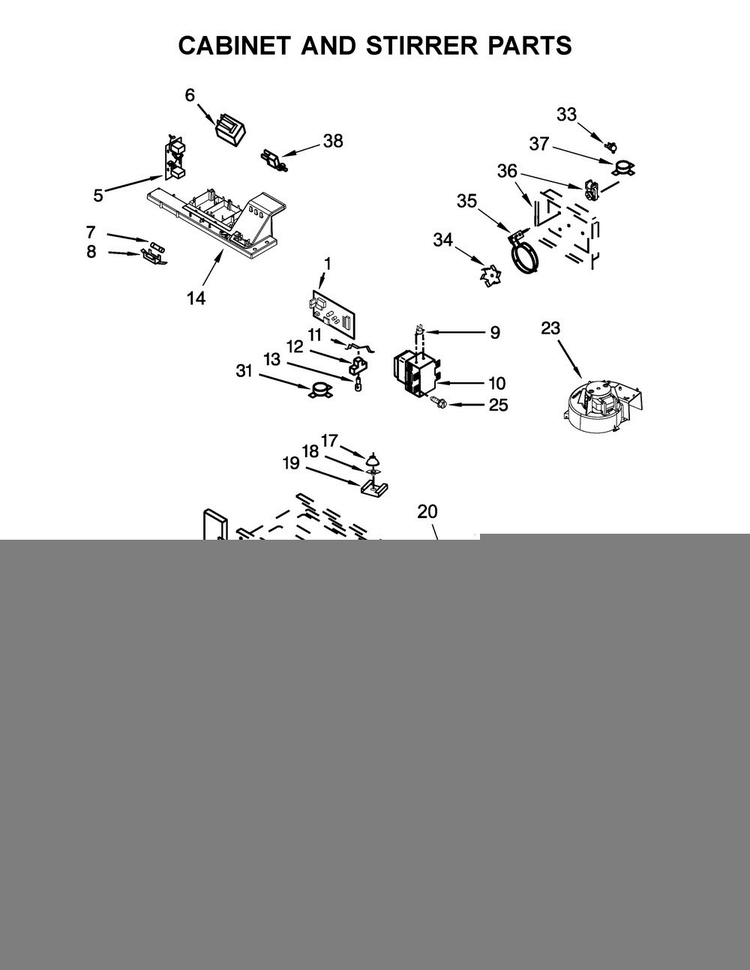 Cabinet And Stirrer Parts Diagram and Parts List for JMW3430DB00  Jenn-Air Microwave
