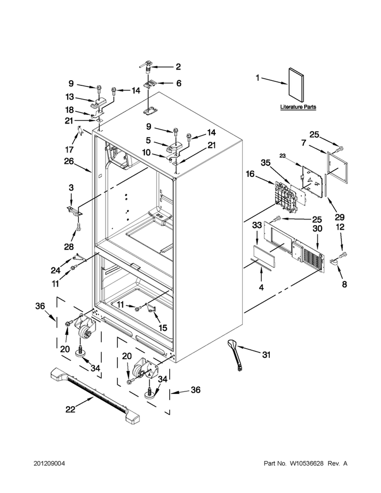 Cabinet Parts Diagram and Parts List for MFI2269VEM9  Maytag Refrigerator